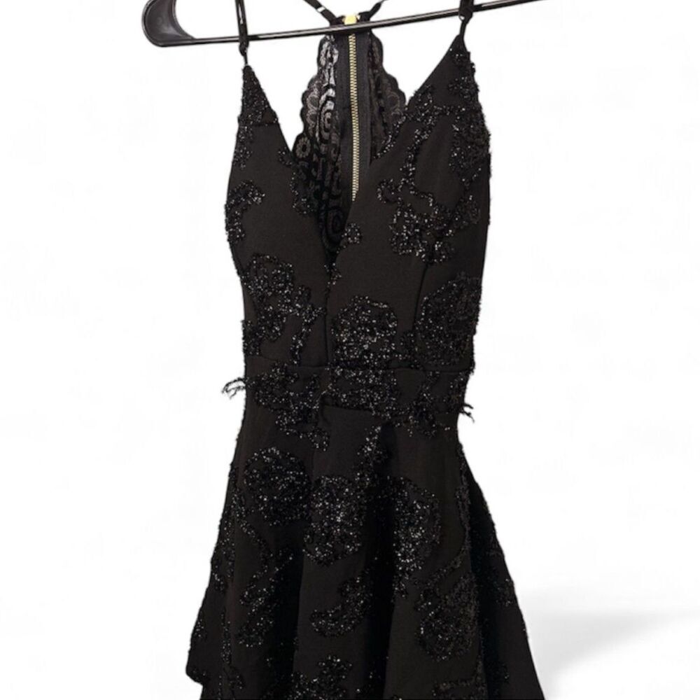 Emerald Sundae, Black Glitter Mini Dress, Juniors Size XS, (NWOT) (Flawed) - Picture 4 of 7